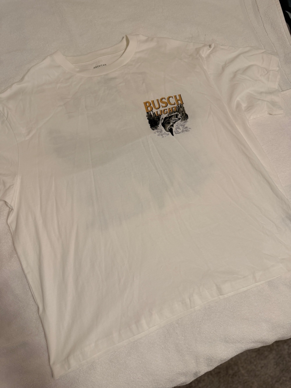 American Eagle Outfitters White Busch Light Graphic Tee